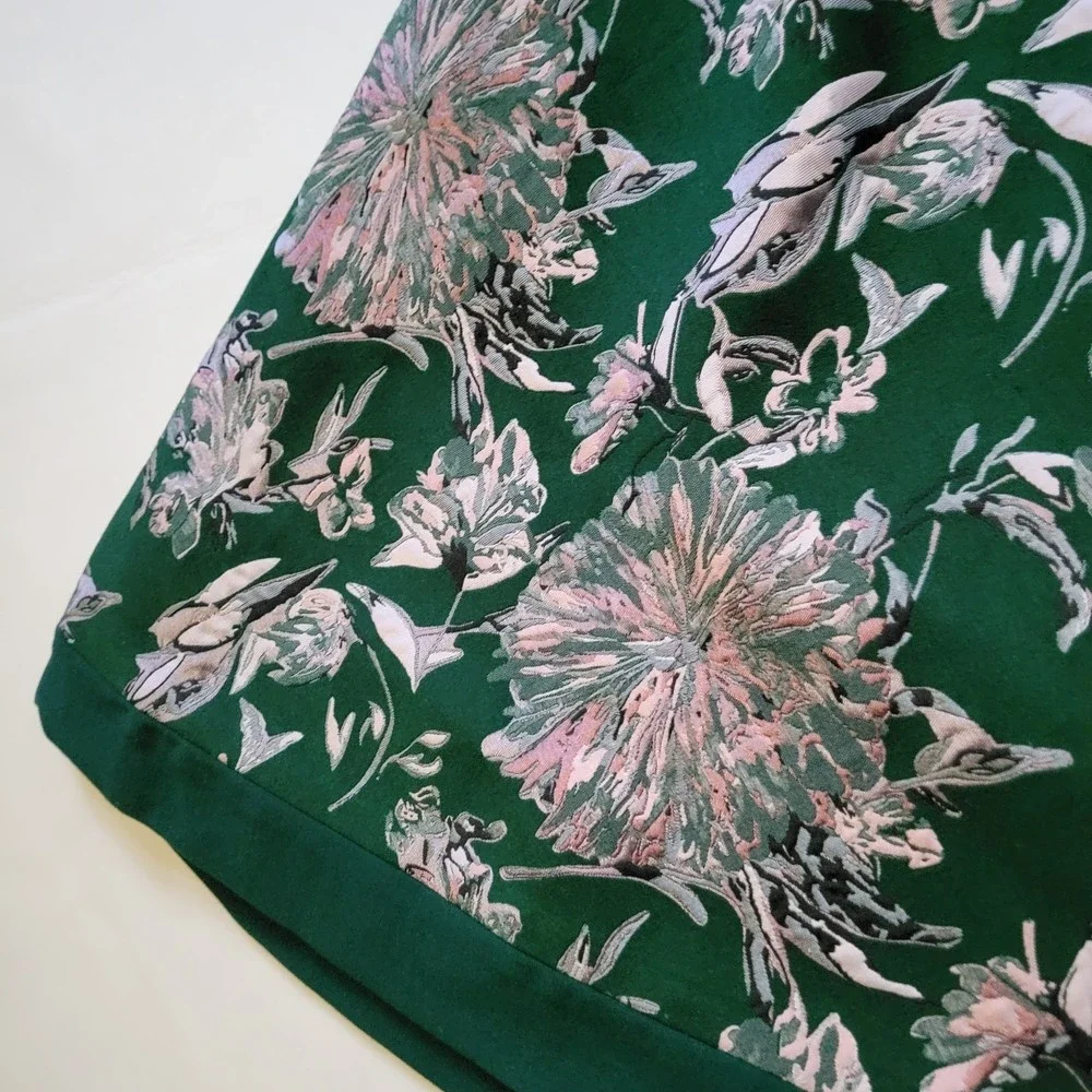 Raquel Couture Green Pink Boutique Midi Short Sleeve Dress Womans Size 4 - Picture 4 of 9